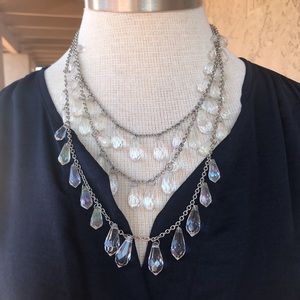 Iridescent Teardrop Layered Necklace